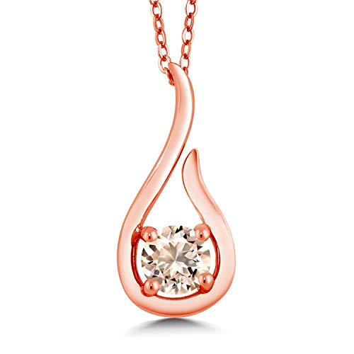 1.60 CTTW Elements Dangling Harp Pendant Necklace in 14K Rose Gold Plating