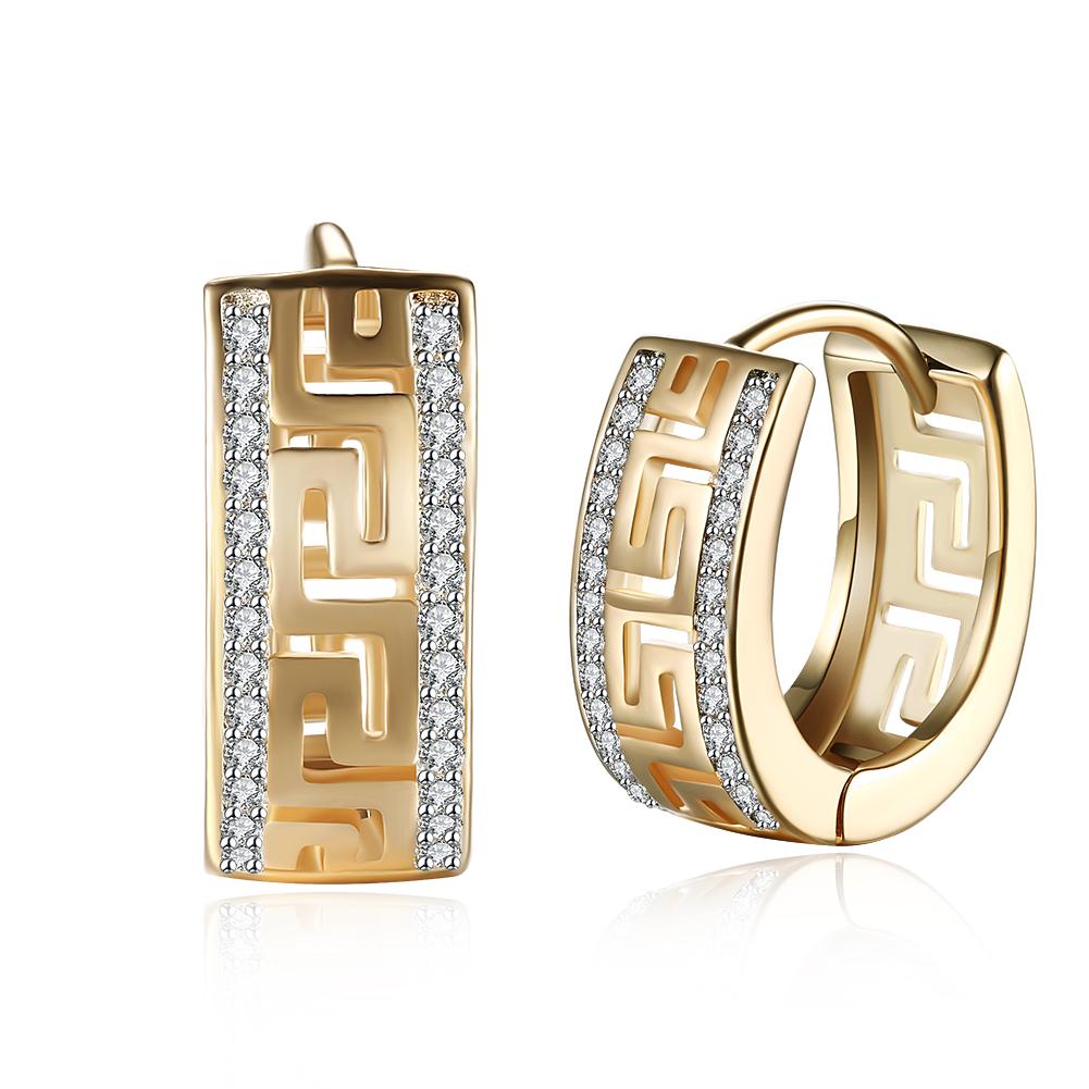 14K Gold Plated Micro-Lining Greek Design Earrings