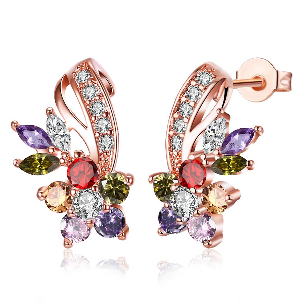 18K Rose Gold Plated Rainbow Earrings Made with Elements