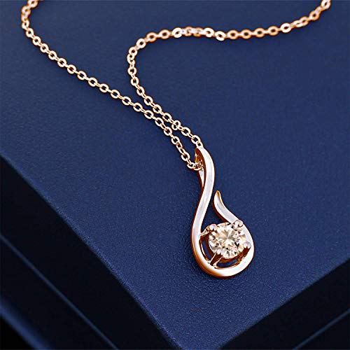 1.60 CTTW Elements Dangling Harp Pendant Necklace in 14K Rose Gold Plating