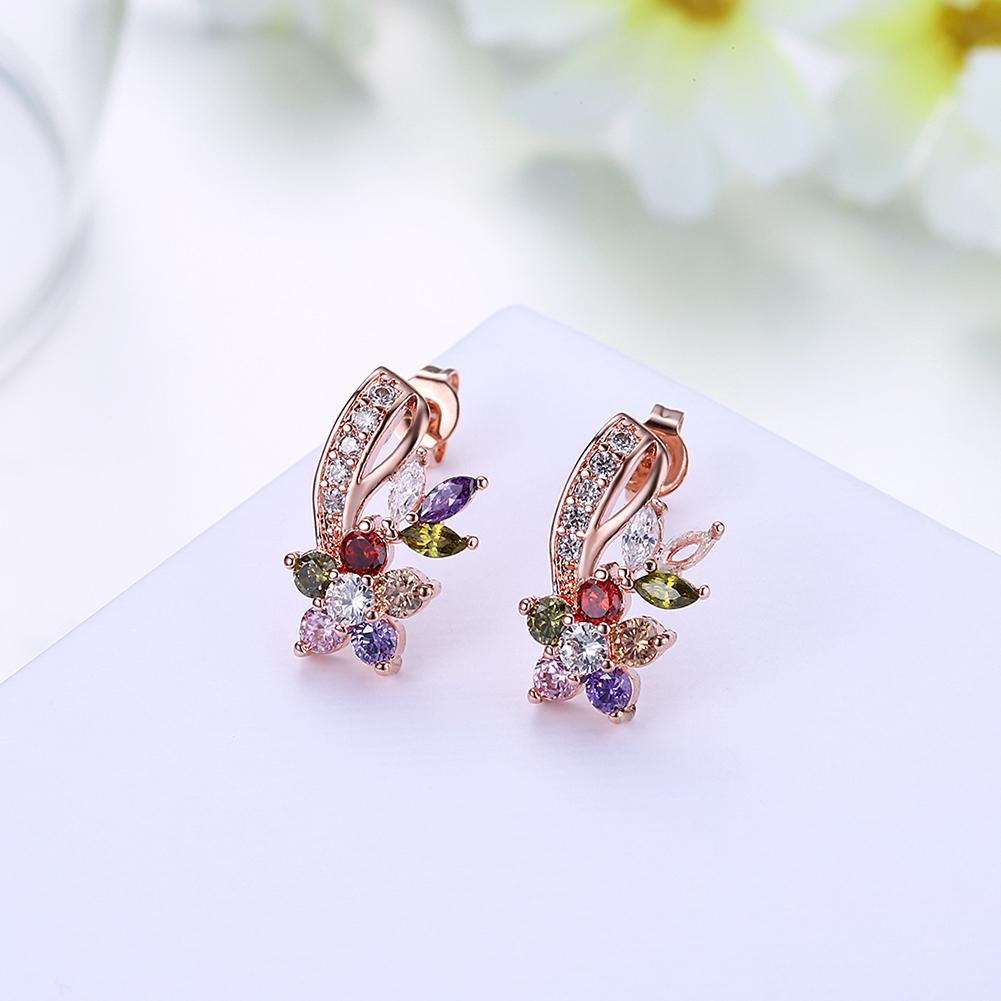 18K Rose Gold Plated Rainbow Earrings Made with Elements