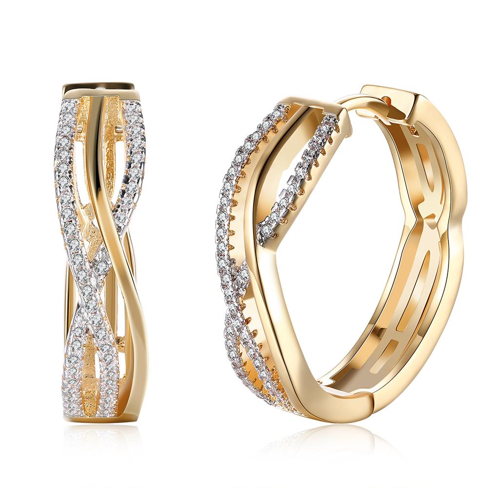 18K Gold Plated Criss Cross Pav'e Earrings With Elements