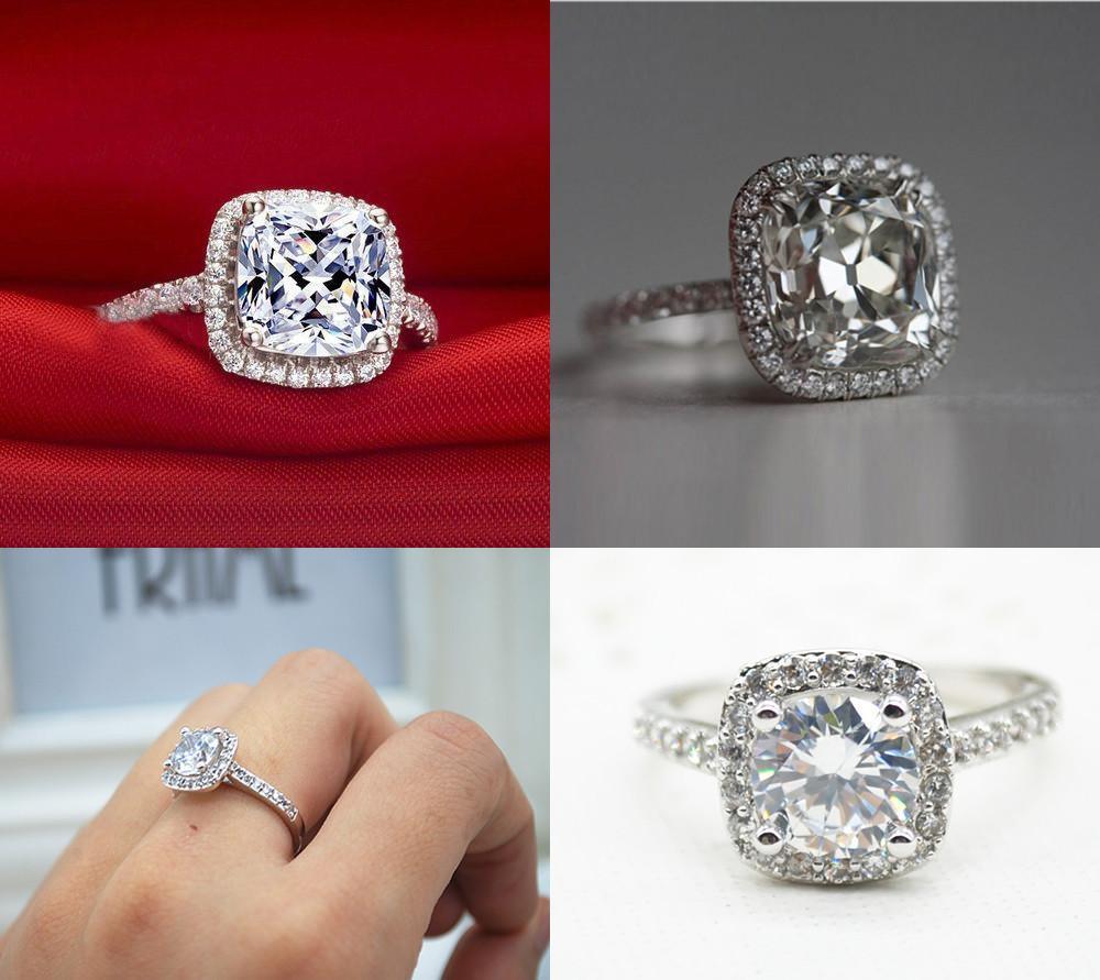 2.00 CT Cushion-Cut Queen White Elements Ring