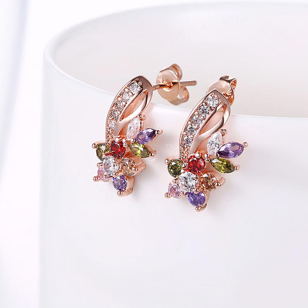 18K Rose Gold Plated Rainbow Earrings Made with Elements