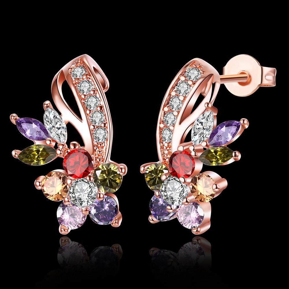 18K Rose Gold Plated Rainbow Earrings Made with Elements