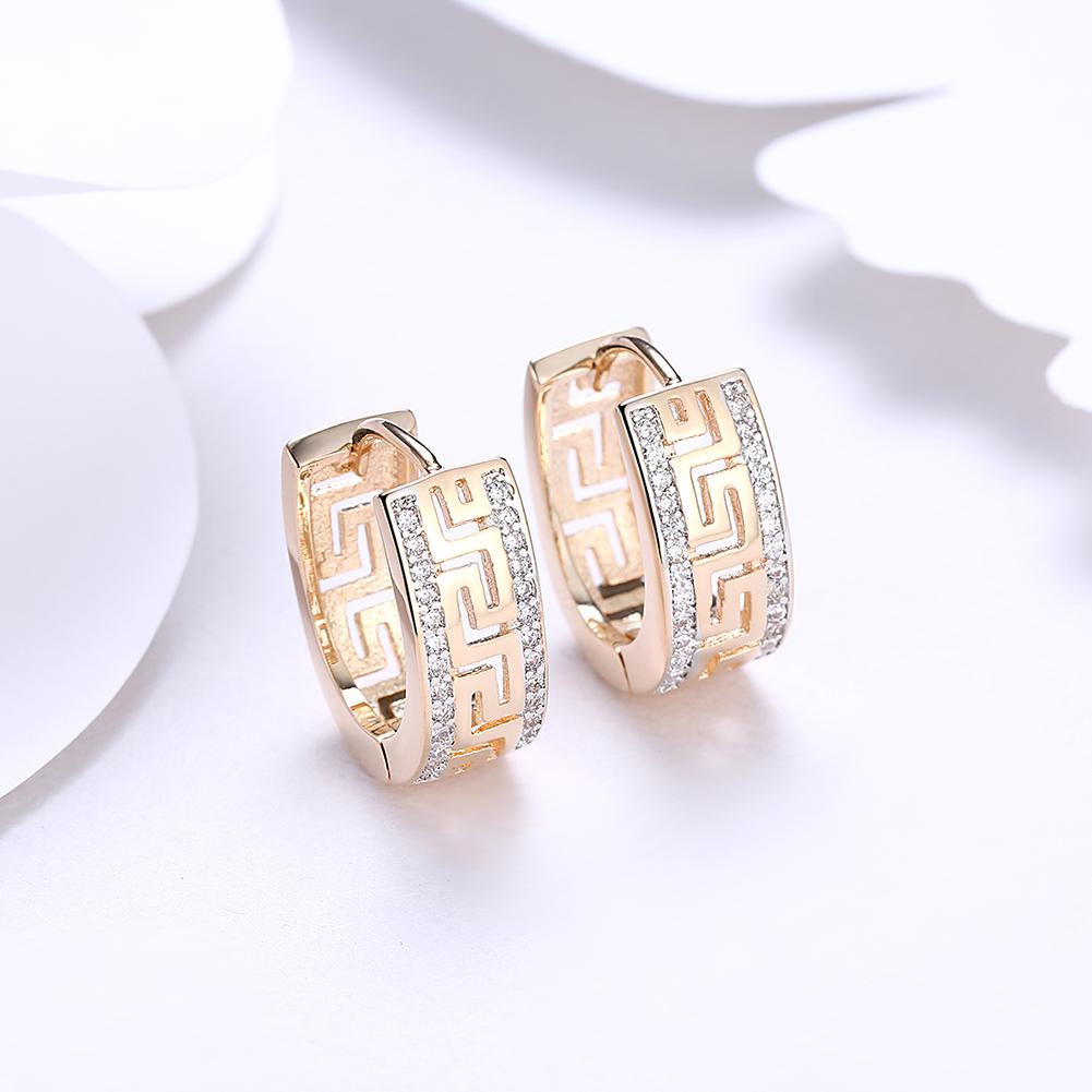14K Gold Plated Micro-Lining Greek Design Earrings