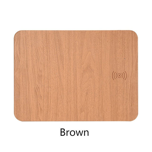 Leather Wood Wireless Charging Mouse Pad