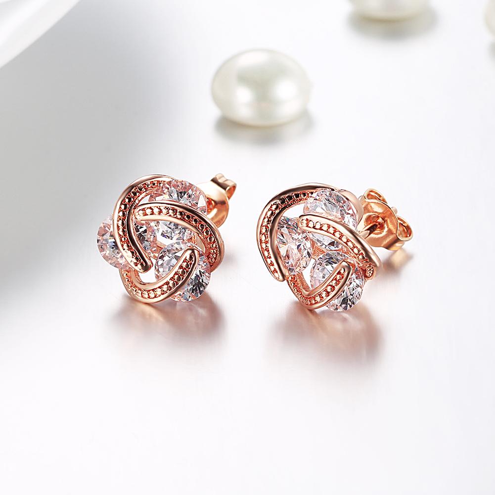 18K Gold Plated Mesh Knot Stud Earrings Made with Austrian Elements - 3 Options Available ITALY Design