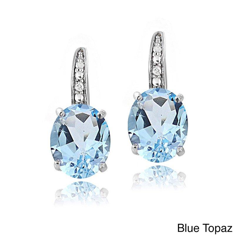 2.55 CTTW Blue Topaz Pav'e Hookback Earrings in 18K White Gold ITALY Design