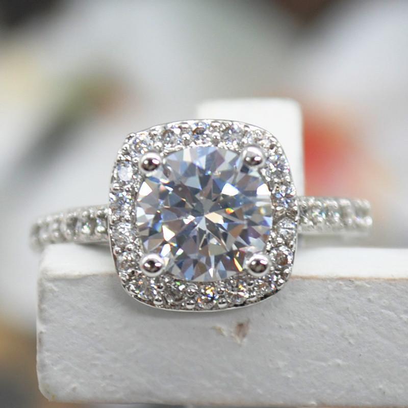 2.00 CT Cushion-Cut Queen White  Elements Ring