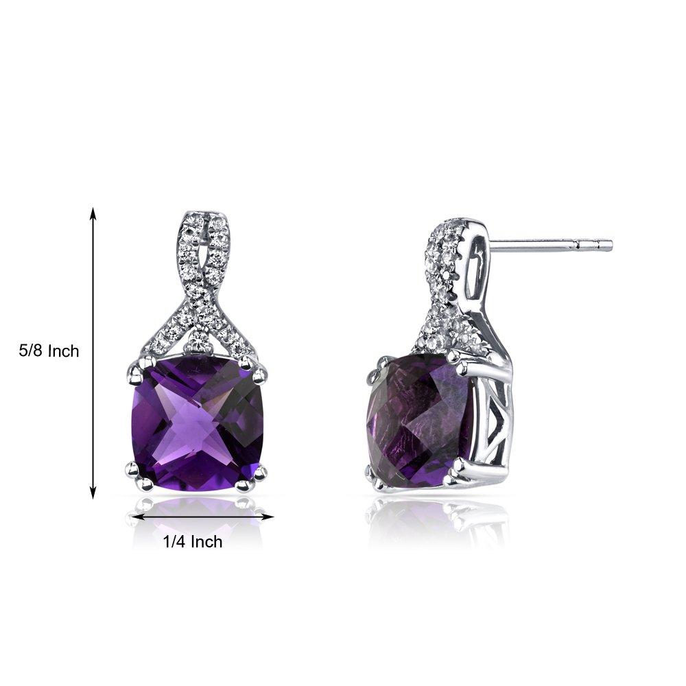 2.00 CT Cushion Cut Amethyst Stud Earring in 18K White Gold Plated