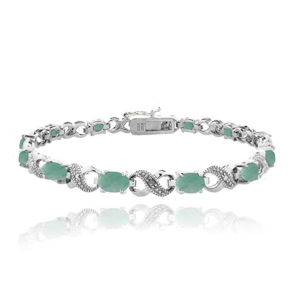 10.00 CT Genuine Opal Infinity Bracelet Embellished with  Crystals in 18K White Gold Plated