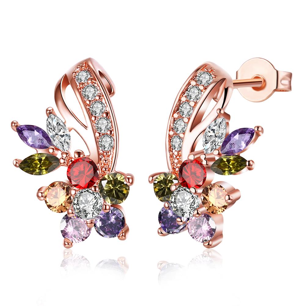 18K Rose Gold Plated Rainbow Earrings Made with  Elements