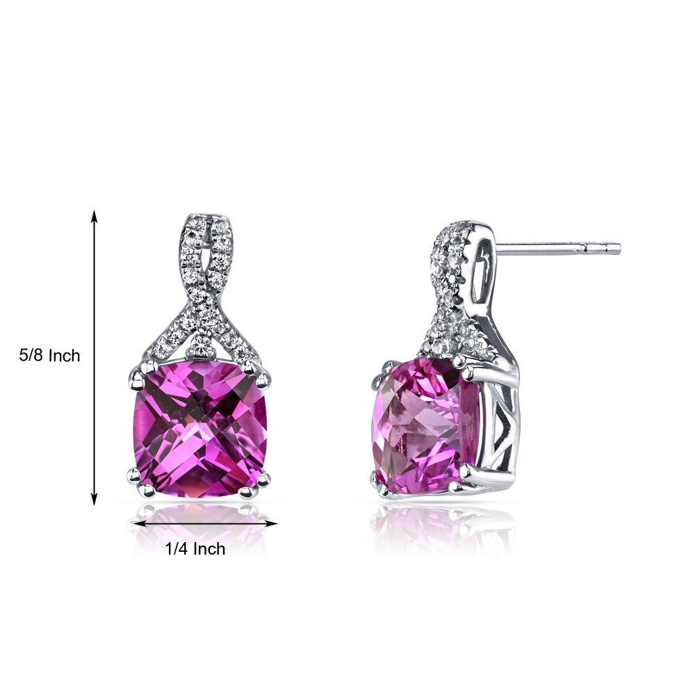 2.00 CT Cushion Cut Pink Tourmaline Stud Earring in 18K White Gold Plated