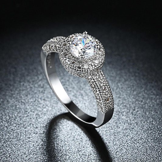 1.90 CTTW Single Crystal Multi Pav'e Engagement Ring Set in 18K White Gold