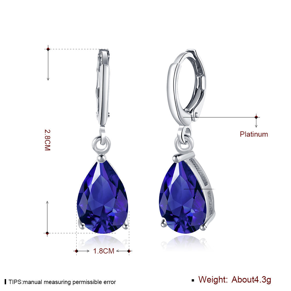 1.50 Ct Sapphire Pear Cut Drop Earring in 18K White Gold Plated