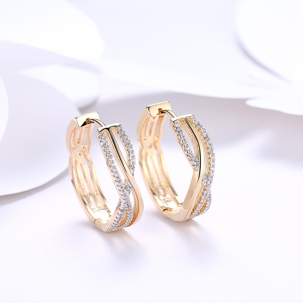 18K Gold Plated Criss Cross Pav'e Earrings With  Elements