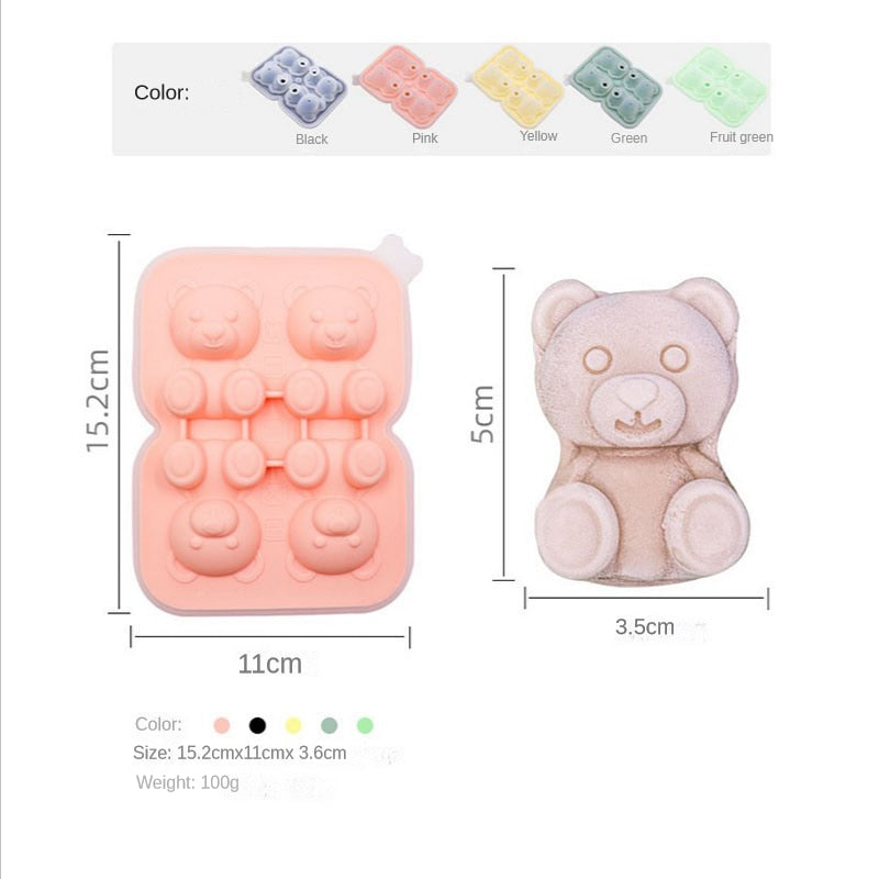 4 Grid Bear Silicone Ice Tray