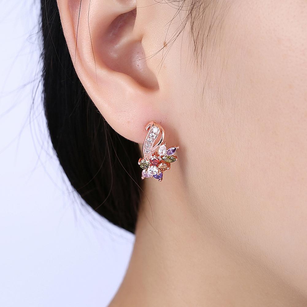 18K Rose Gold Plated Rainbow Earrings Made with  Elements