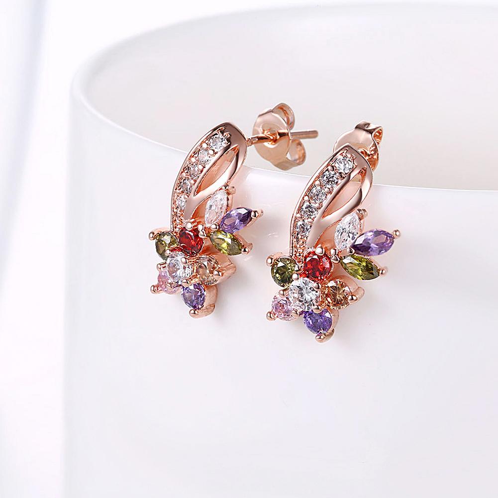 18K Rose Gold Plated Rainbow Earrings Made with  Elements