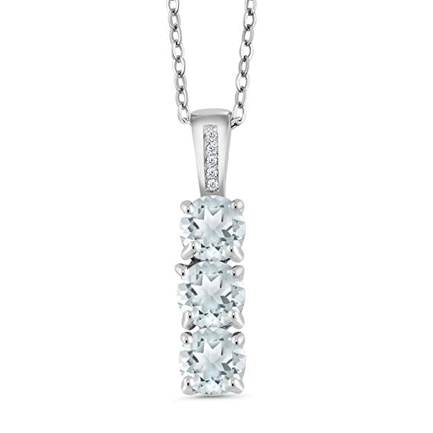 14K White Gold Plating Dangling Three Stone  Elements Princess Cut White Crystal Necklace