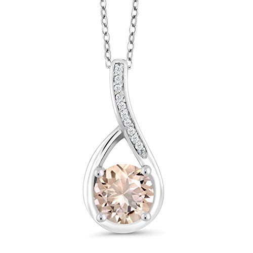 2.00 CTTW Morganite Princess Cut Infinity Necklace in 14K White Gold Plating