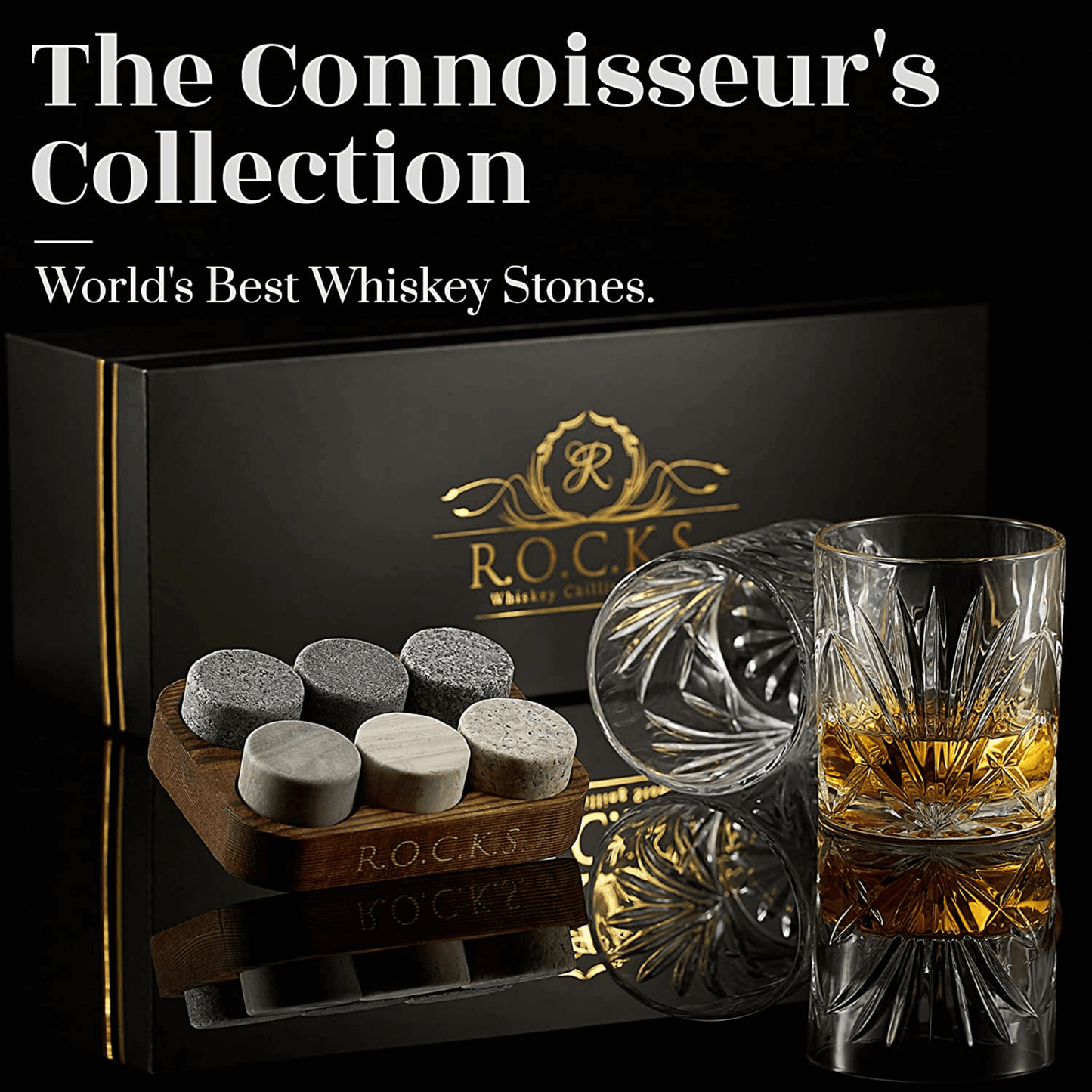 The Connoisseur's Set - Whiskey Stones & Palm Glass Edition