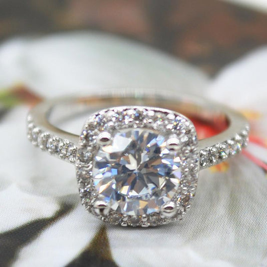 2.00 CT Cushion-Cut Queen White  Elements Ring