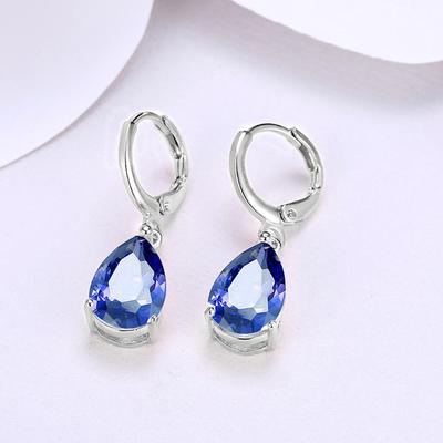 1.50 Ct Sapphire Pear Cut Drop Earring in 18K White Gold Plated