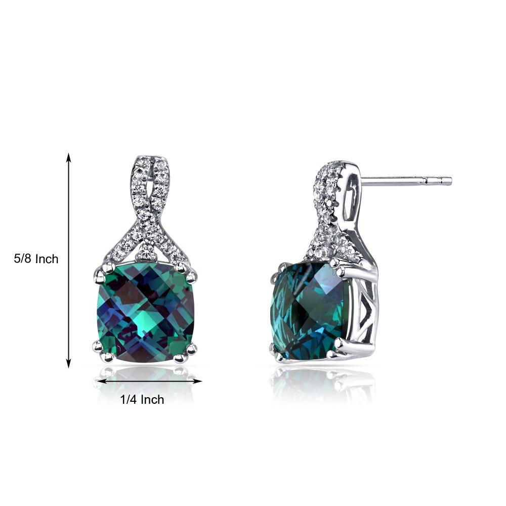 2.00 CT Cushion Cut Amazonite Blue Stud Earring in 18K White Gold Plated