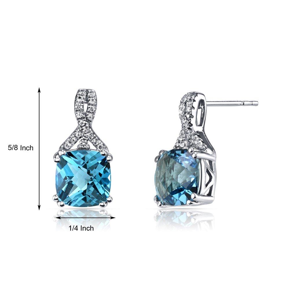 2.00 CT Aquamarine Cushion Round Stud Earringin 18K White Gold Plated