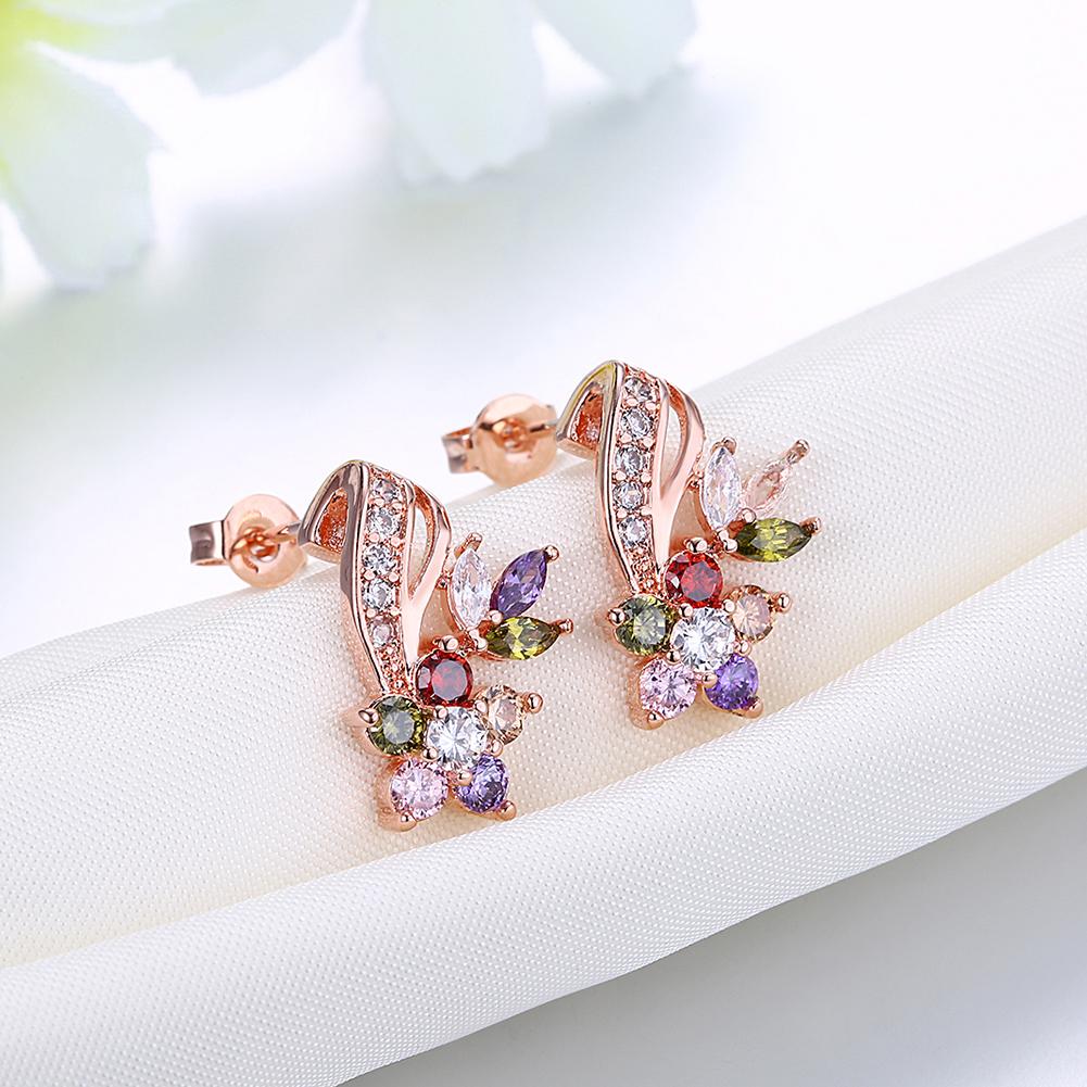 18K Rose Gold Plated Rainbow Earrings Made with  Elements